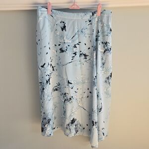 Alfani Blue Teal Navy A-Line Skirt Assymetrical Hem NWOT Size 12